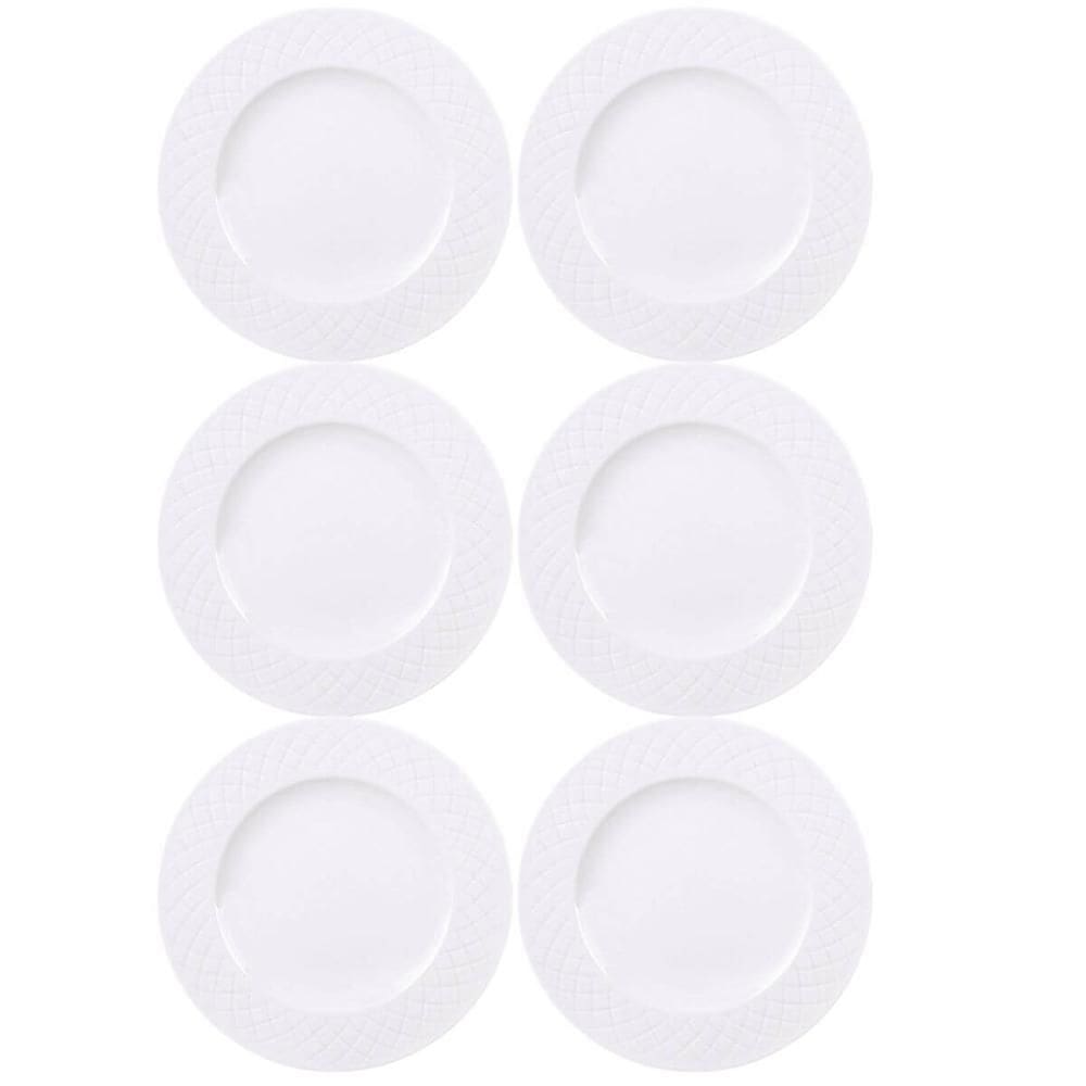 Jogo 6 Pratos Rasos de Jantar em Porcelana 27cm Tramontina Ingrid Cozinha Servir Entradas Mesa Posta