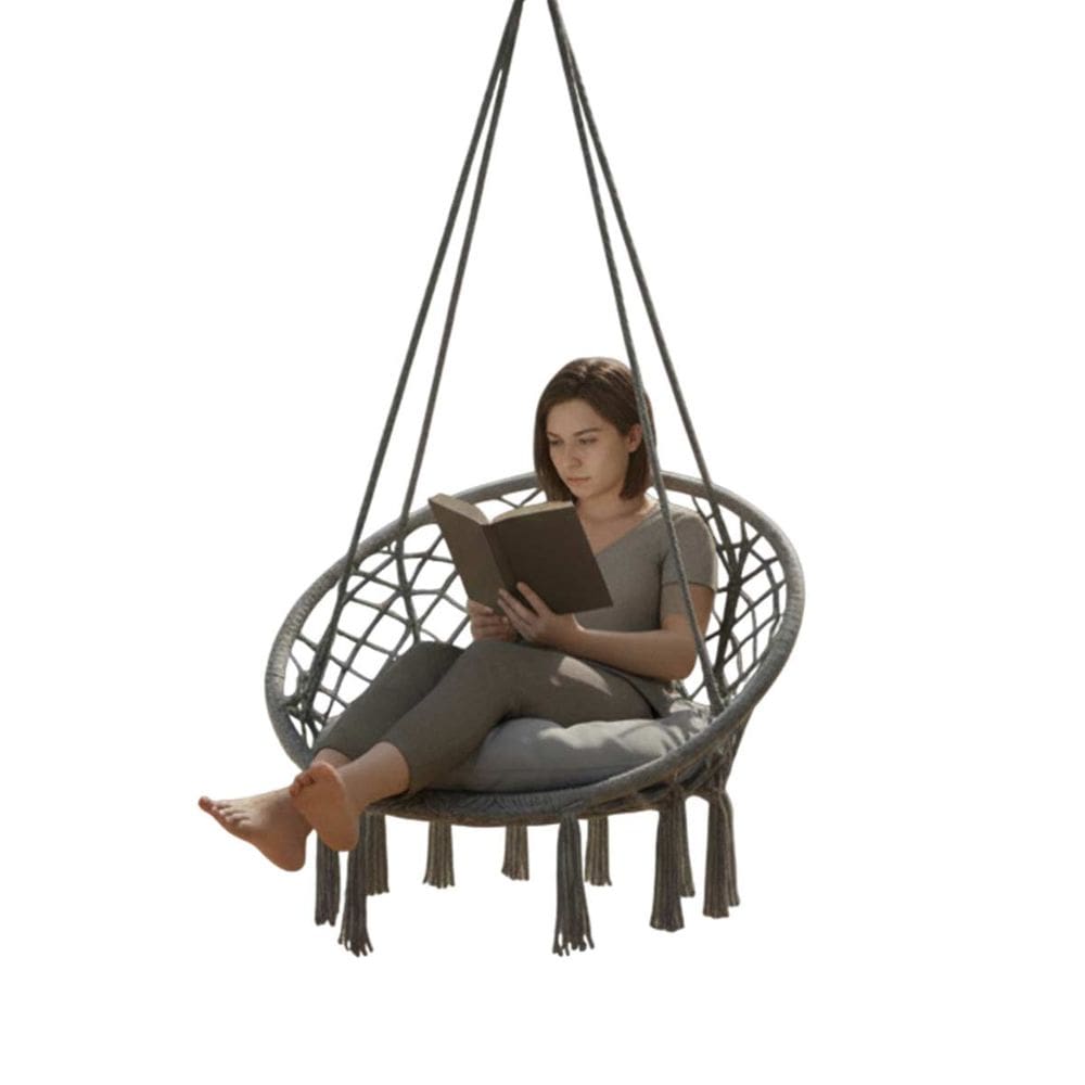 Cadeira Rede Balanço Suspenso Algodao Almofada Confortavel Relaxante Descanso Varanda Quintal Jardim Terraço Sacada