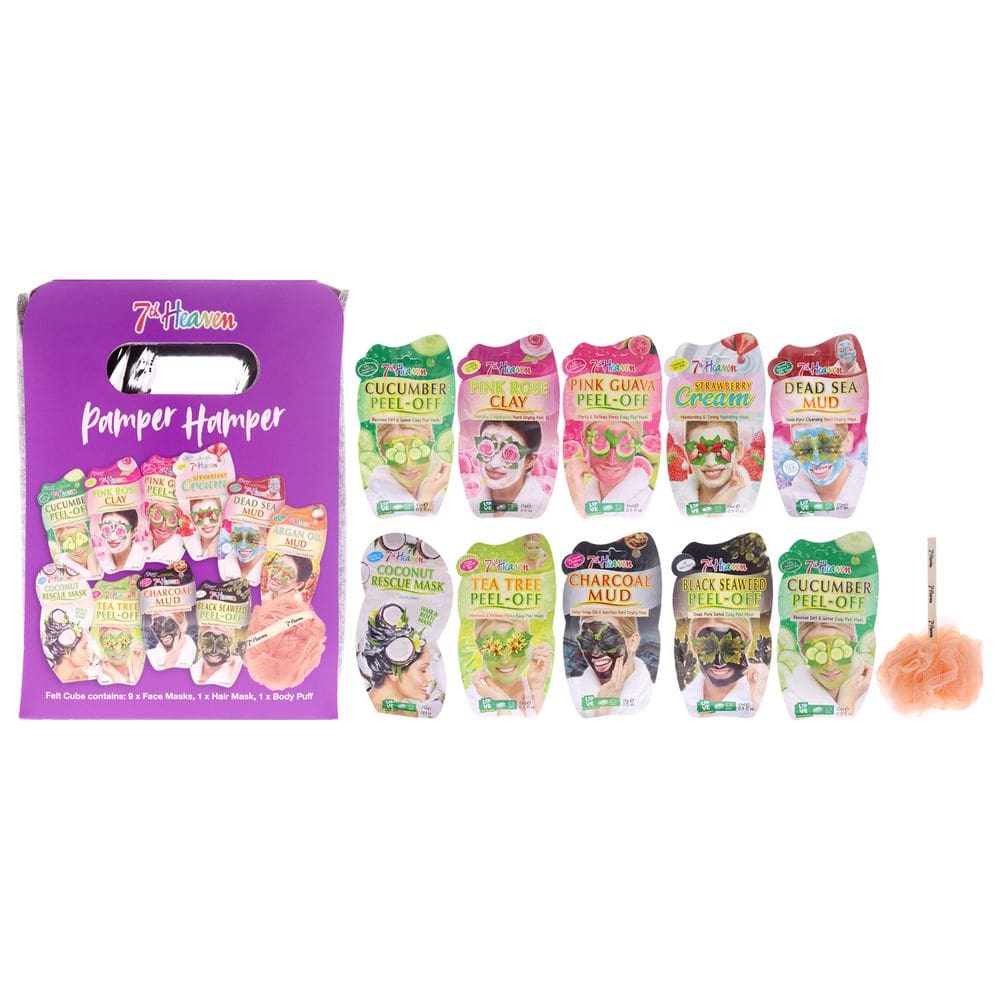 Máscara Pamper Hamper 7th Heaven com 11 máscaras de argila rosa de 15 ml