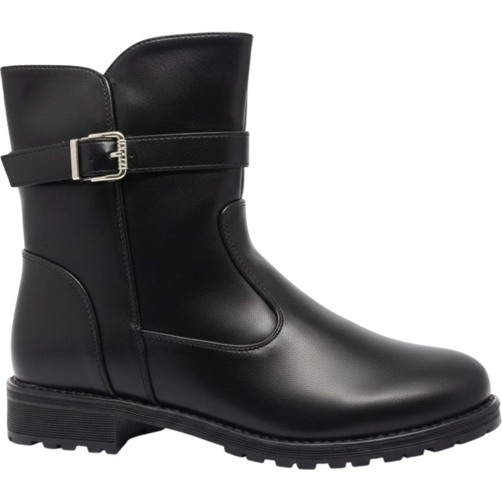 Bota Feminina Casual Dia a Dia Passeio Trabalho Com Fívela e Zíper Cano Baixo Conforto Mooncity 72133