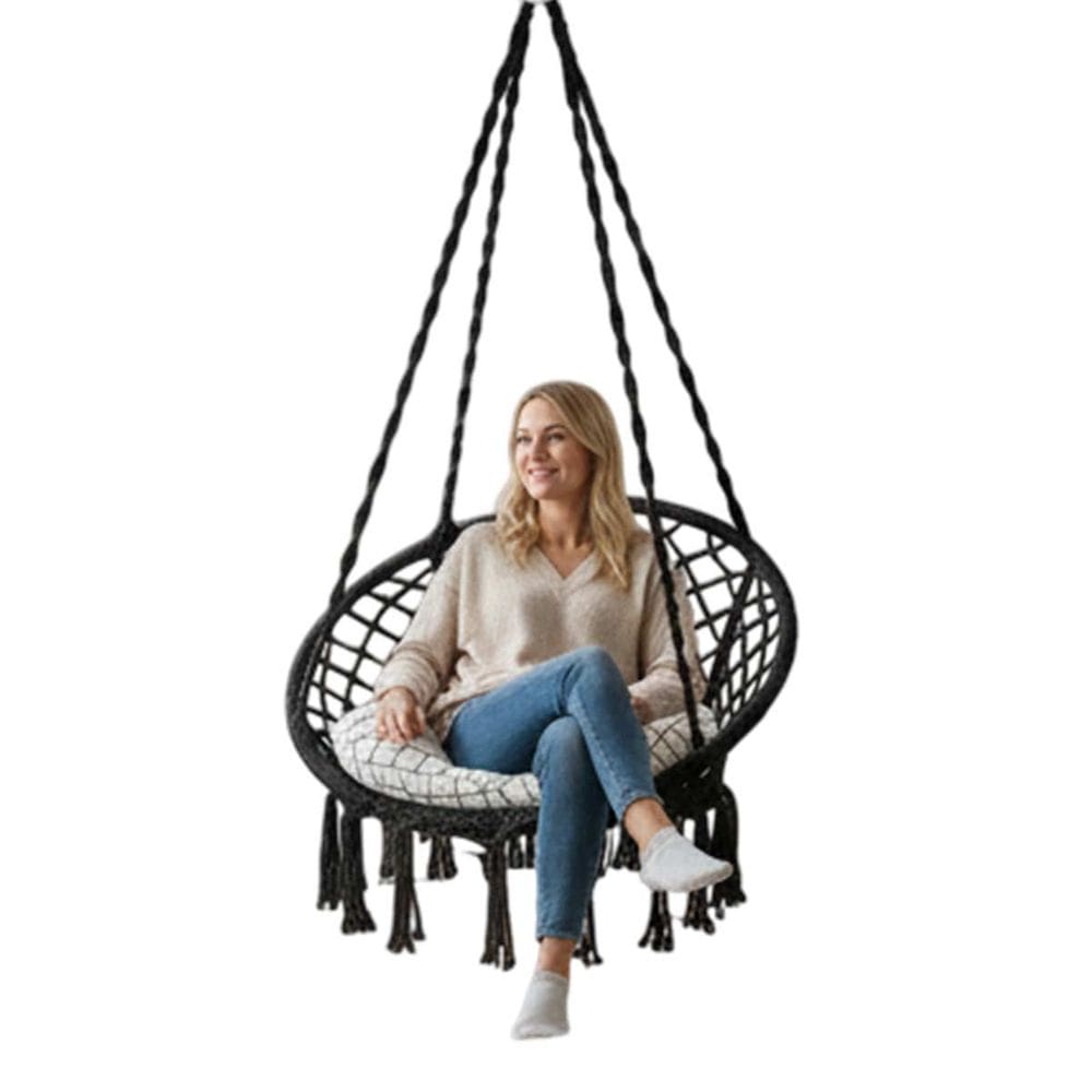 Cadeira Rede Balanço Suspensa Almofada Confortavel Teto Casa Varanda Descanso Quintal  Jardim Sacada Decoraçao