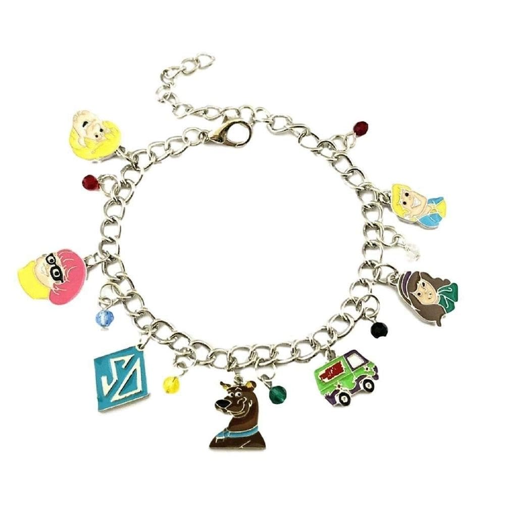 Pulseira Scooby-Doo com Pingentes de Desenho em Prata 20 cm