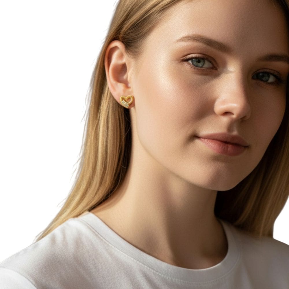 Brinco Feminino Juliana Coração Banhado em Ouro Semi Jóia Juliana Prado 39439