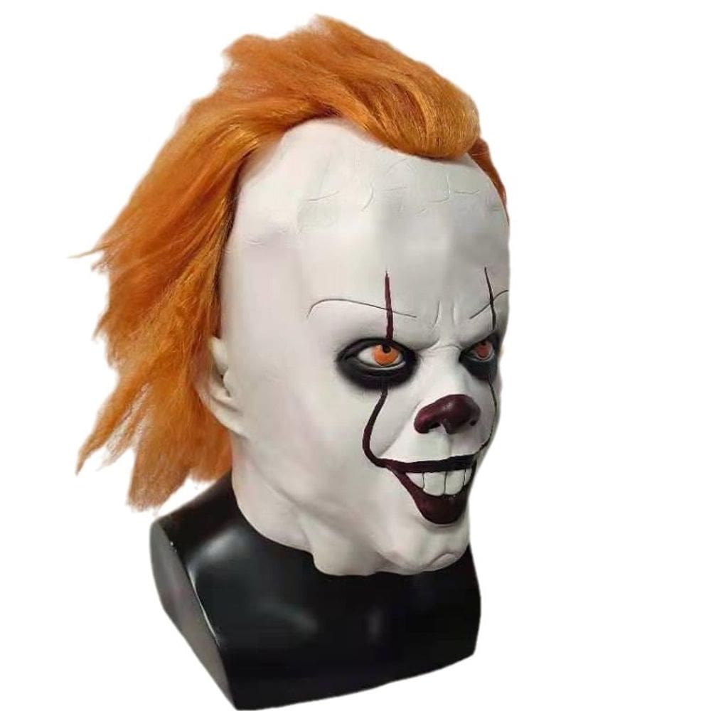 Máscara de látex de palhaço loiro assustador para festa de cosplay de Halloween