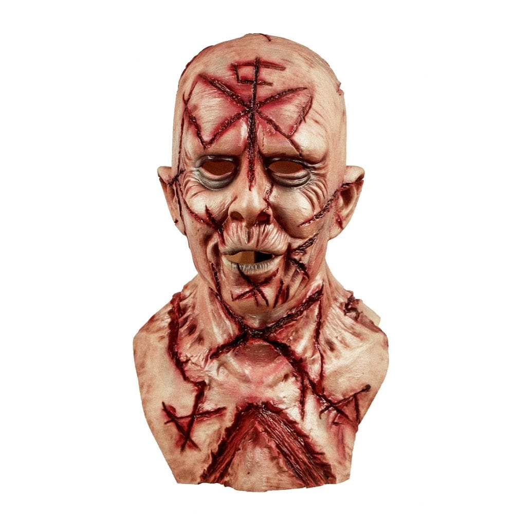 Máscara facial assustadora com cicatrizes e látex para adultos com tema de terror de Halloween