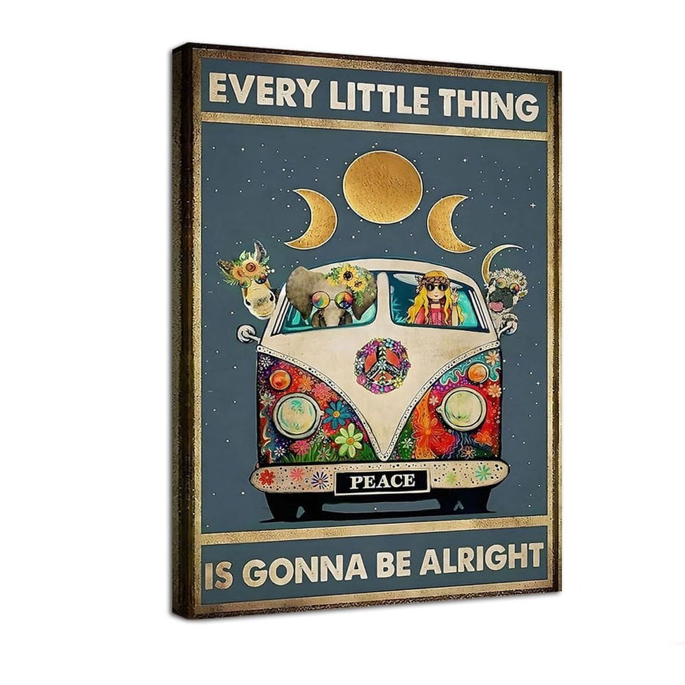 Pintura em tela Arte de parede Retro Hippie Flower Van 40x60cm