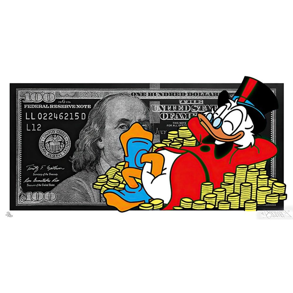 Arte de parede, pintura, impressão em tela, dinheiro, pato, 30x60cm