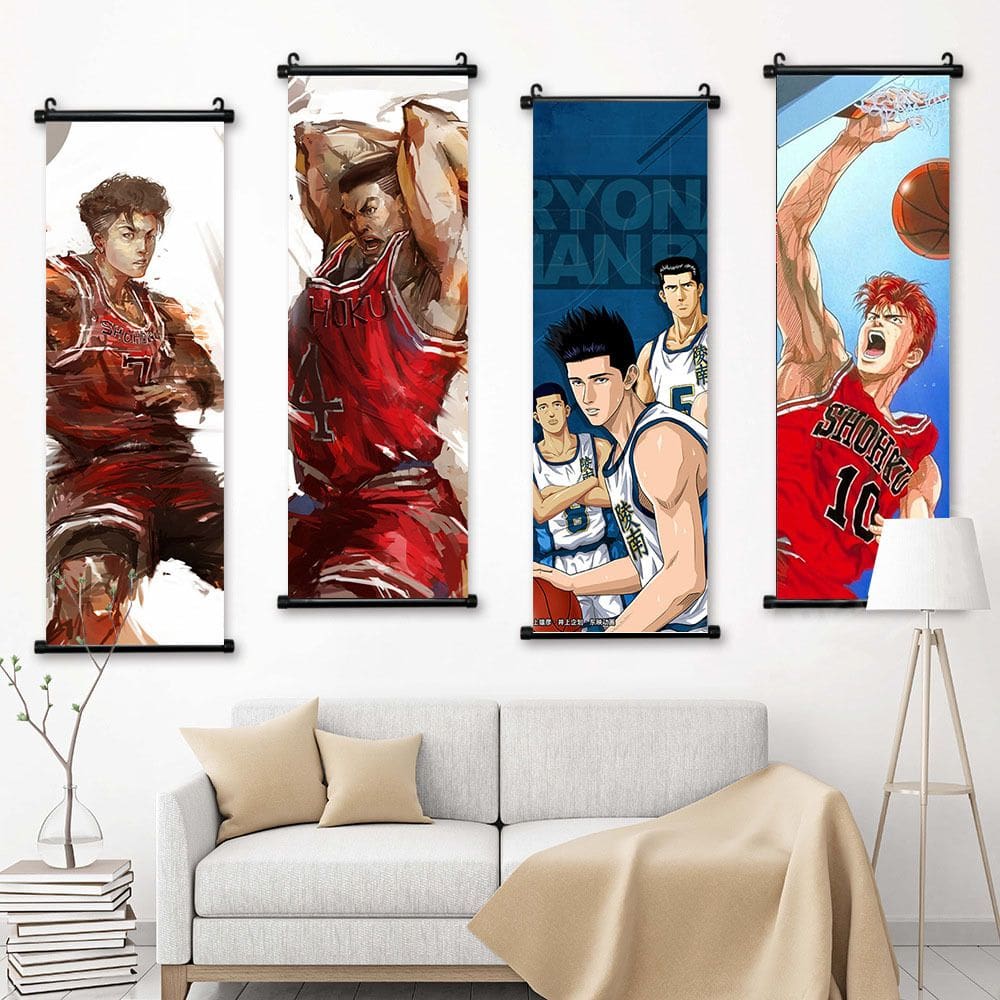 Pôster de arte de parede Slam Dunk Anime Sakuragi Rukawa 25x75cm