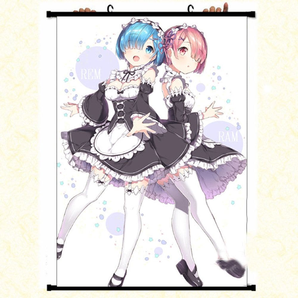 Pintura ilustrativa de parede Re Zero Rem Ram Anime 40x60cm