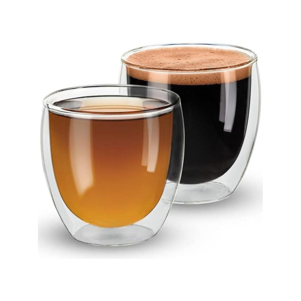 Conjunto 2 Copos Parede Dupla 90ml Vidro Borossilicato Café Chá Expresso