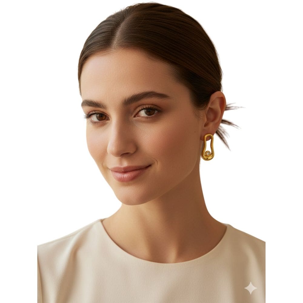 Brinco Feminino Manu Banhado a Ouro Semi Jóia Juliana Prado 3351710