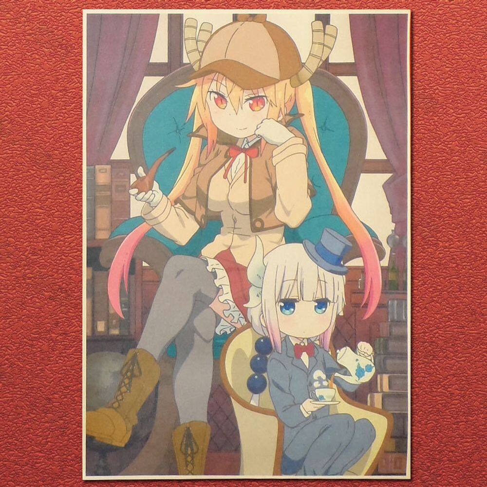 Pôster Miss Kobayashi`s Dragon Maid Vintage em papel 42x30cm