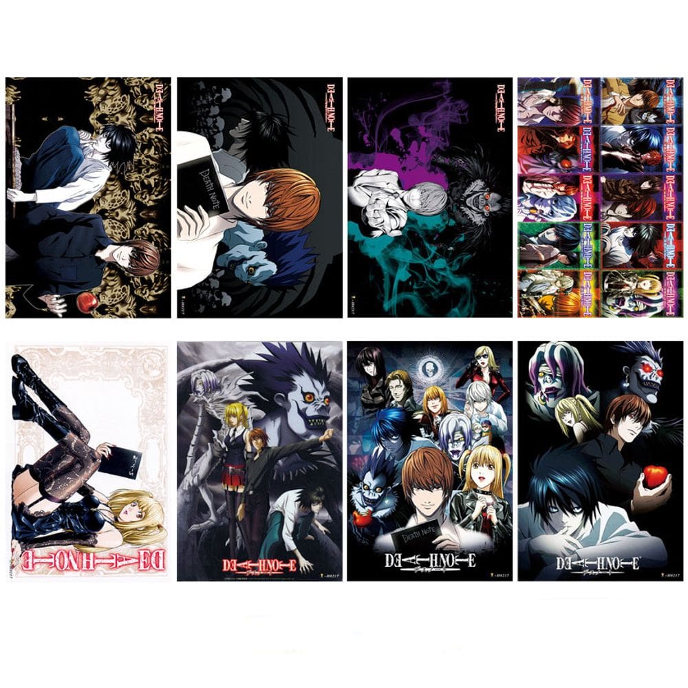 Conjunto de pôsteres Death Note H0217, pintura de arte em anime, 20 x 30 cm, 8 unidades