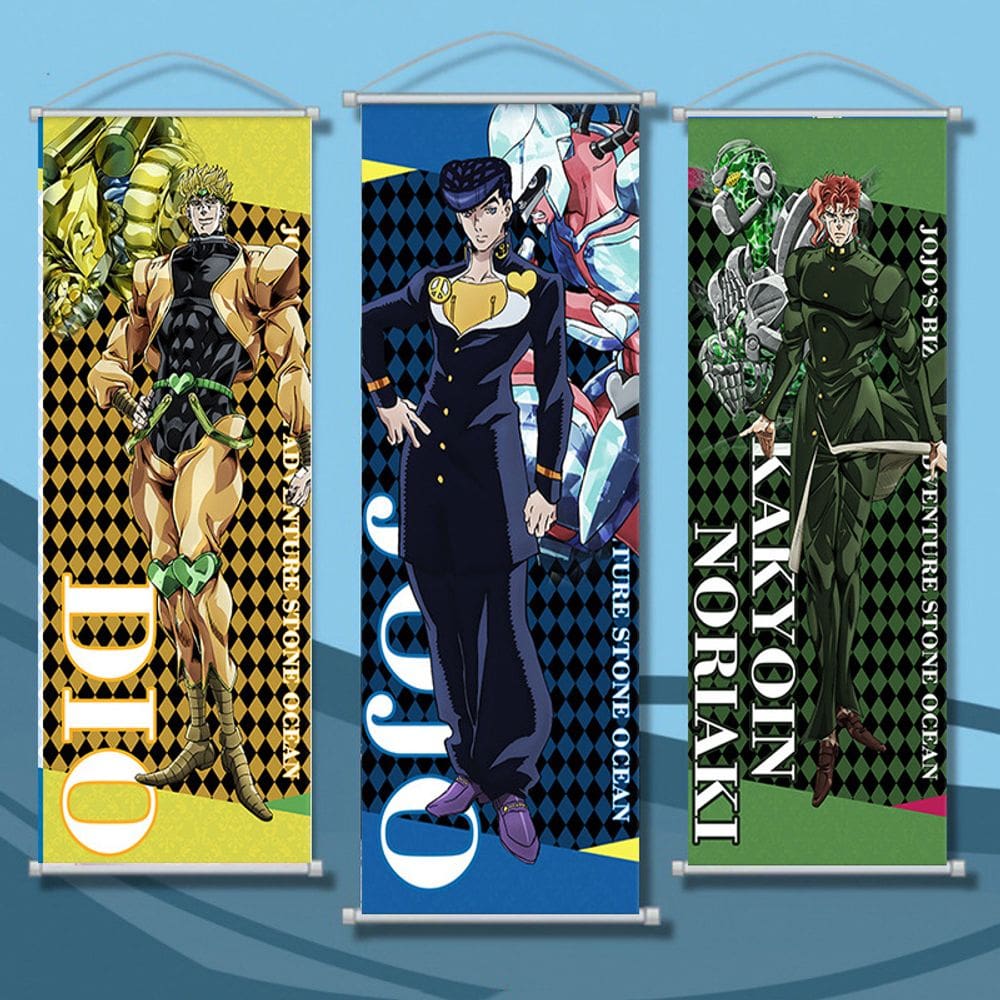 Conjunto de arte de parede em tela JoJo`s Bizarre Adventure, 3 peças, 30x75cm