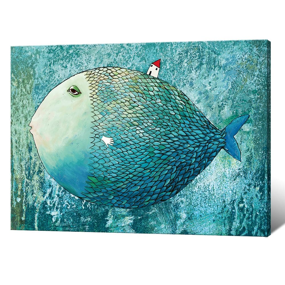 Quadro: pintura de parede, peixe grande nórdico, tela de 40x60cm