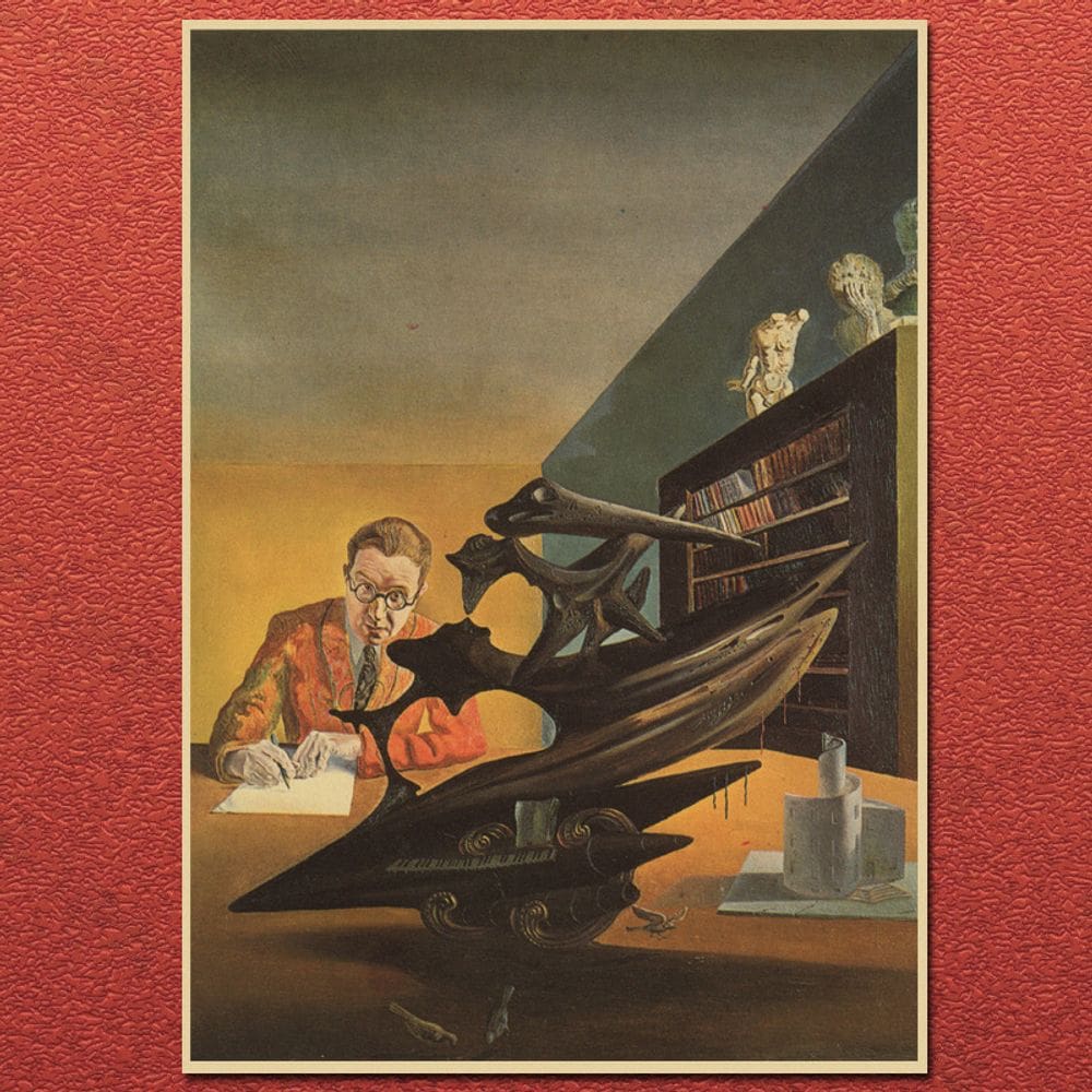 Pôster Salvador Dali com impressão de arte de parede vintage 30x42cm em ferro