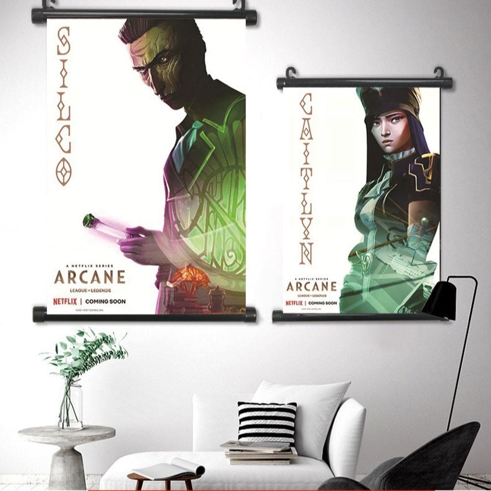 Pôster com arte de parede em 2 painéis Arcane League of Legends 30x40cm/40x60cm