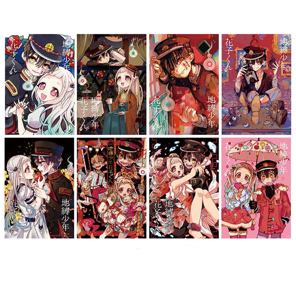 Conjunto de pôsteres Hanako-kun Anime encadernado ao banheiro 8 peças 42x29cm