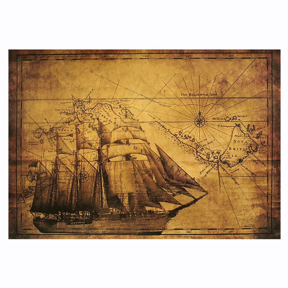 Pôster Vintage Sailing Ship 50,5 x 35 cm, arte de parede sem moldura