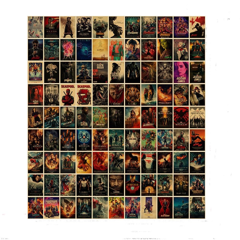 Conjunto de pôsteres de papel vintage, 10 peças, filme clássico e anime Wall A