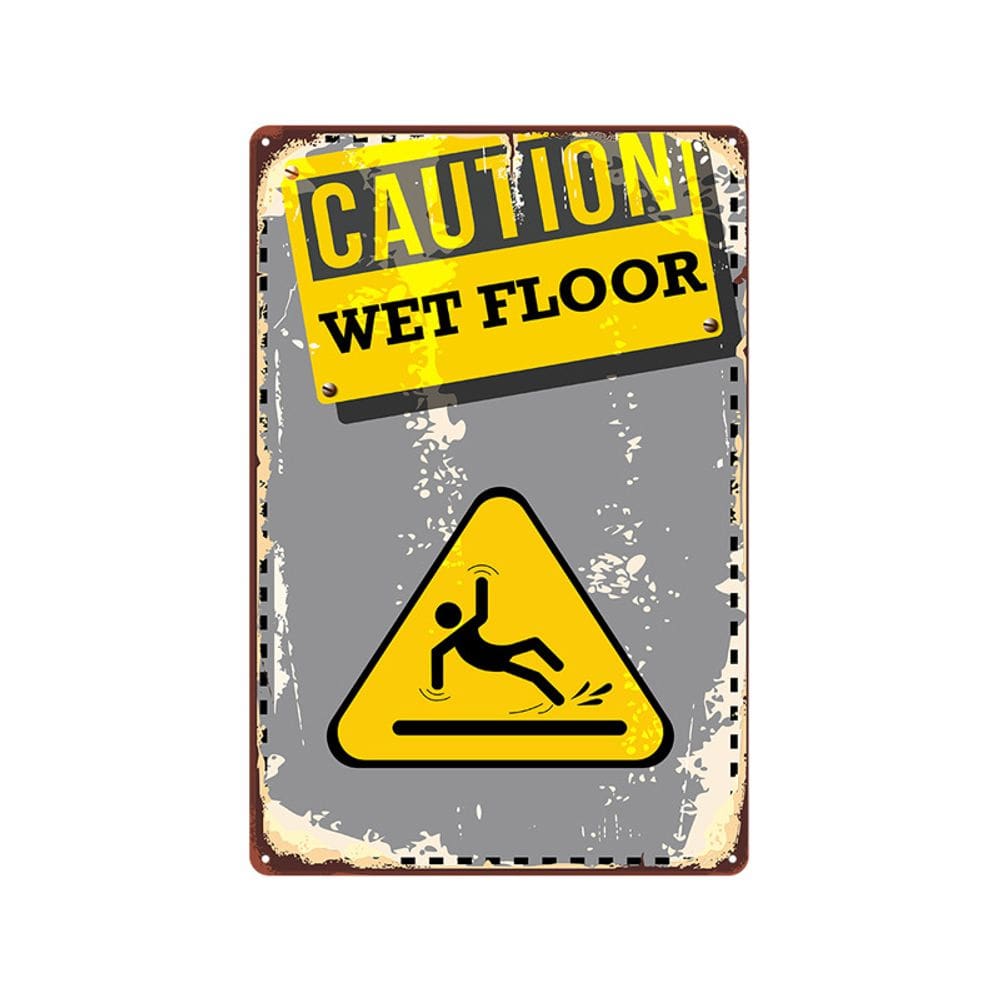 Pôster de pintura em ferro Vintage Caution Wet Floor Sign 20x30cm