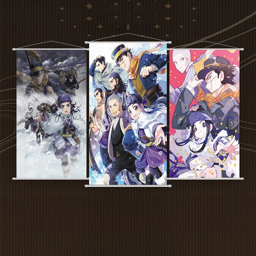 Arte de parede Golden Kamuy 3 painéis 40x60cm Cloth Scroll