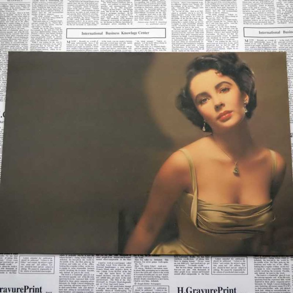 Pôster com pintura de retrato vintage de atriz de Hollywood 30x42cm