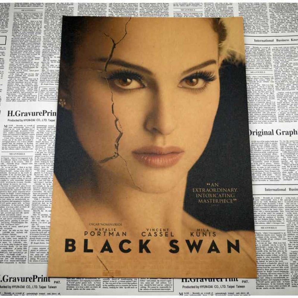 Pôster pintando Black Swan Vintage Movie 30x42cm em papel