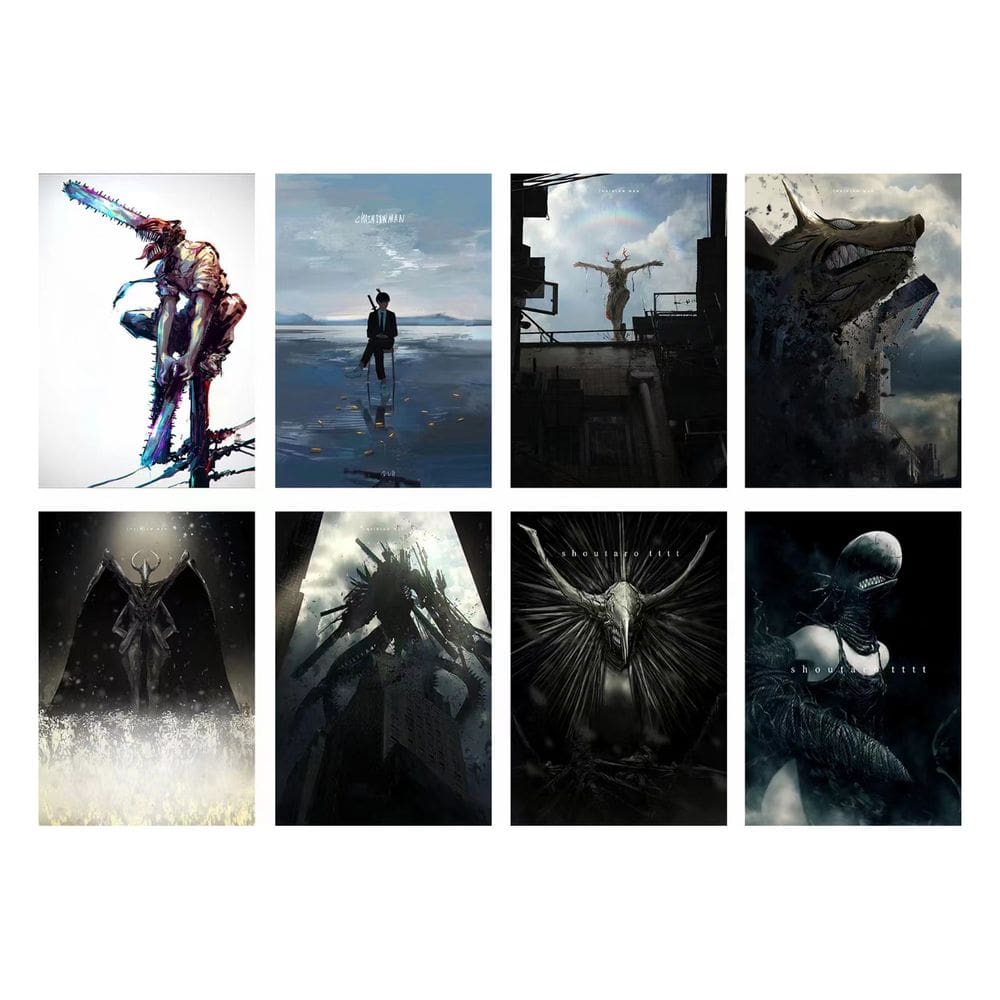 Conjunto de pôsteres Anime Chainsaw Man, 8 peças de estampas de alta qualidade