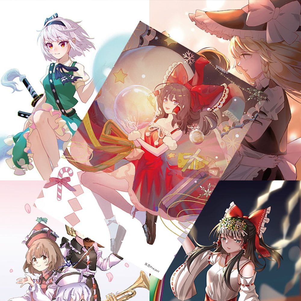 Conjunto de pôsteres Touhou Project, 8 peças de impressões de arte de parede sem moldura