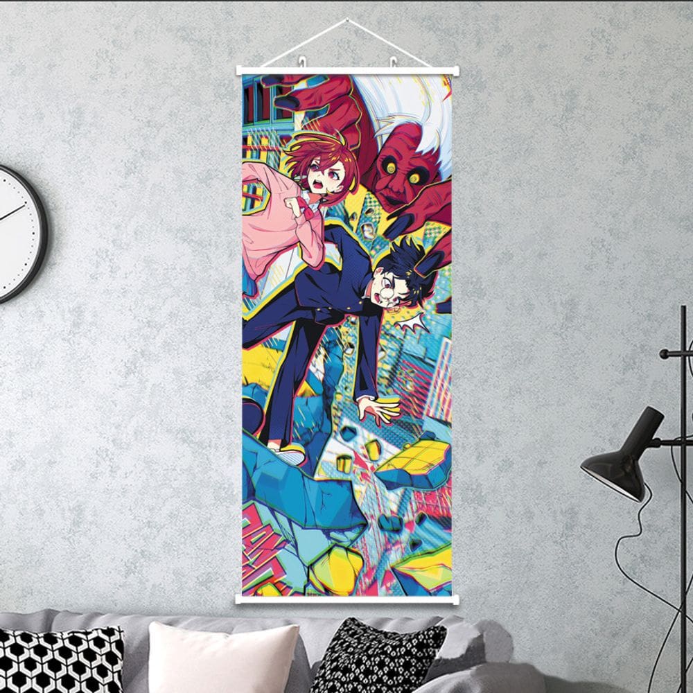 Pôster de arte de parede Dandadan Anime Momo and Ken 30x75cm