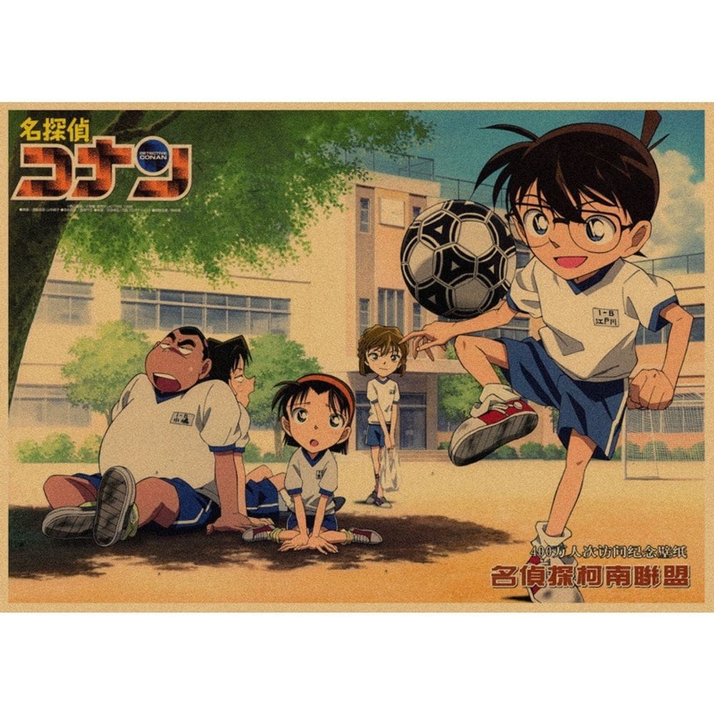 Pôster, pintura, Detetive Conan, papel vintage de 30x42cm