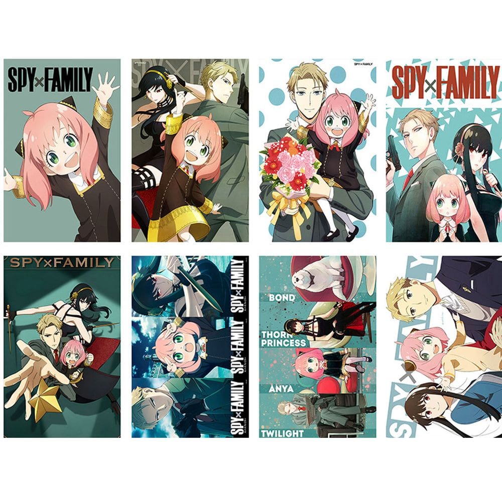 Conjunto de pôsteres Spy x Family, 8 peças, 42 x 28,5 cm, impressões sem moldura