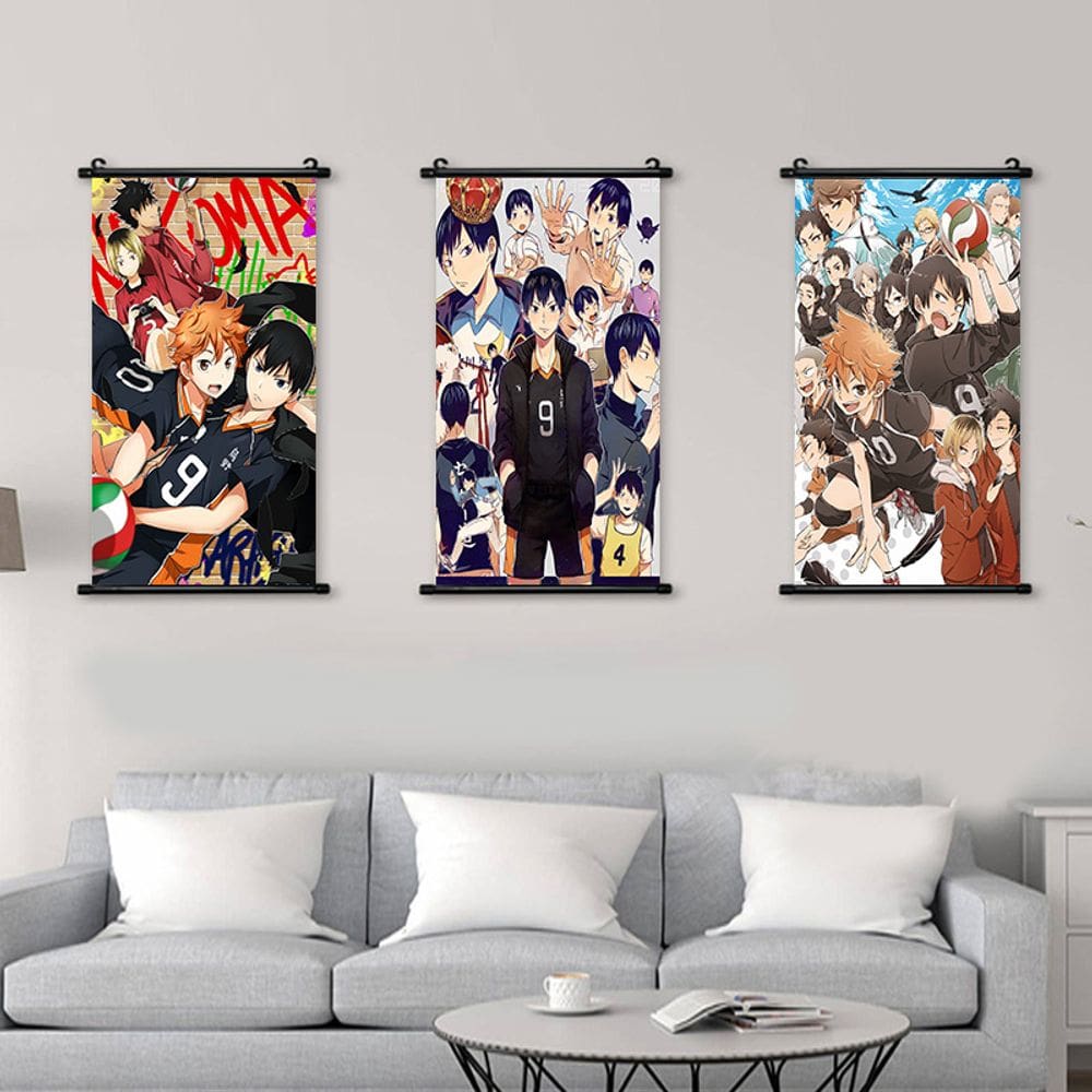 Arte de parede com 3 painéis Haikyuu!! PARA O TOPO Kotaro Kageyama 40x60cm