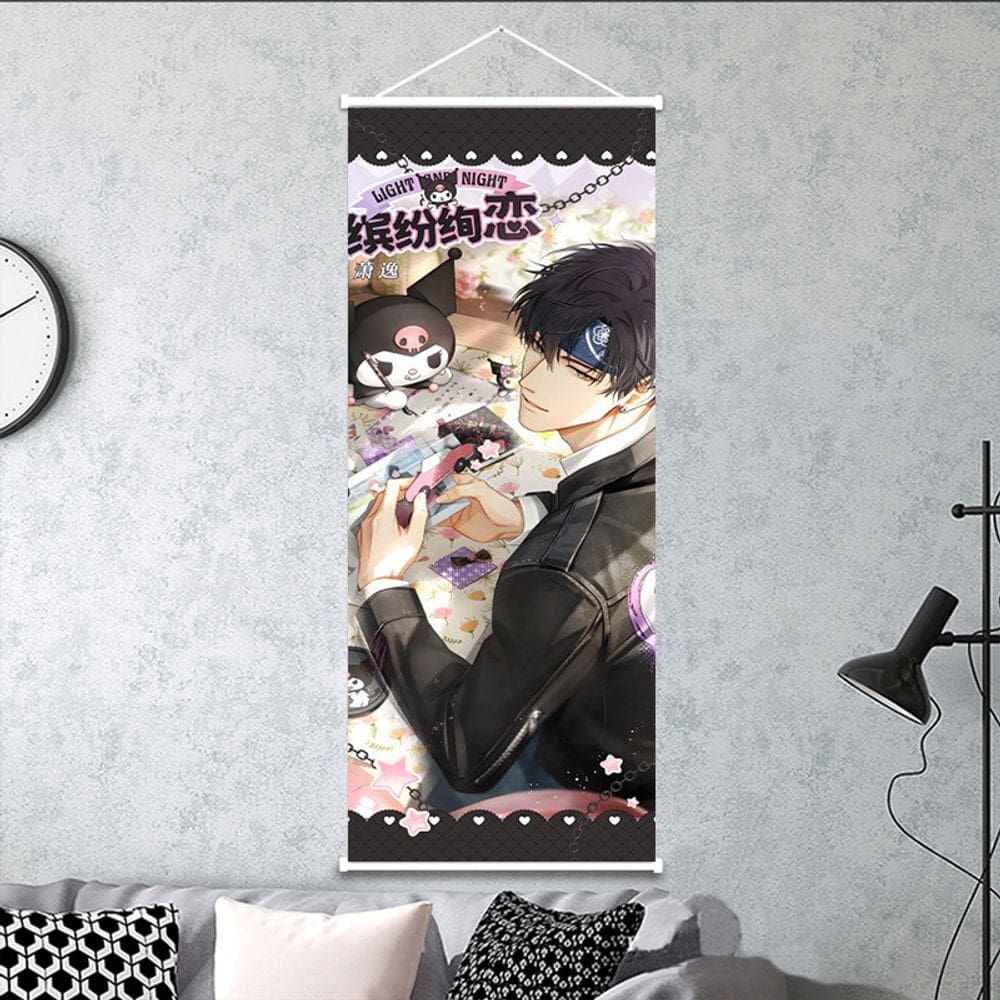 Arte de parede Scroll Light e tecido de anime noturno de 25x75cm