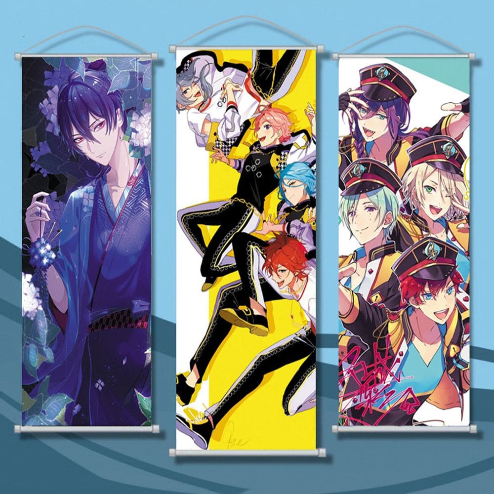Conjunto de arte de parede Canvas Scroll Idolish7 Anime 30x75cm (3 painéis)