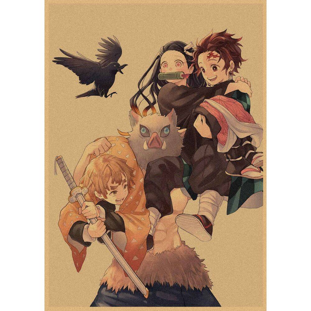 Pôster vintage Demon Slayer Kimetsu no Yaiba 20x30 cm