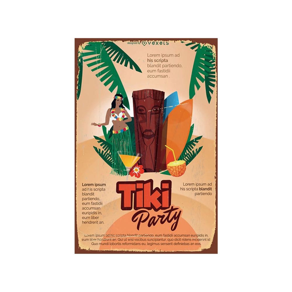 Decoração de parede Pintura em ferro Placa de metal Vintage Tiki Party