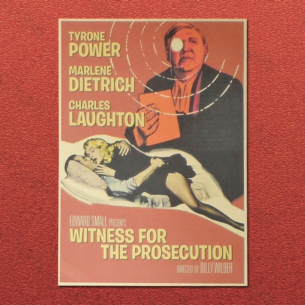 Pôster de filme retrô Testemunha da Acusação 1957 42x30cm