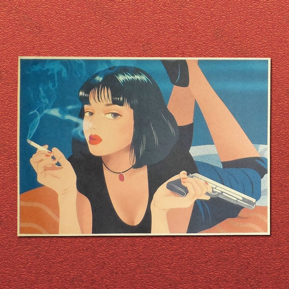 Pôster do filme Pulp Fiction Mia Wallace, cena icônica 42x30cm