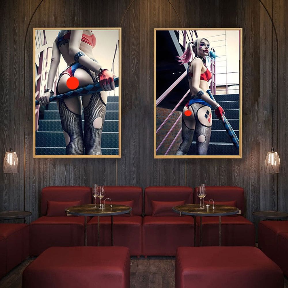 Conjunto de pôsteres, pintura em tela, arte, palhaço, estilo garota, 20x30cm, 2 unidades