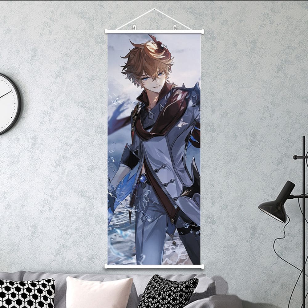 Pintura artística de parede Genshin Impact Tartaglia Childe 30x75cm