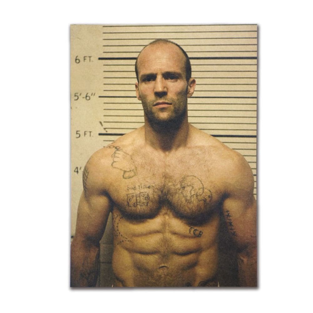 Pôster com pintura em papel vintage Jason Statham 51,5x36cm