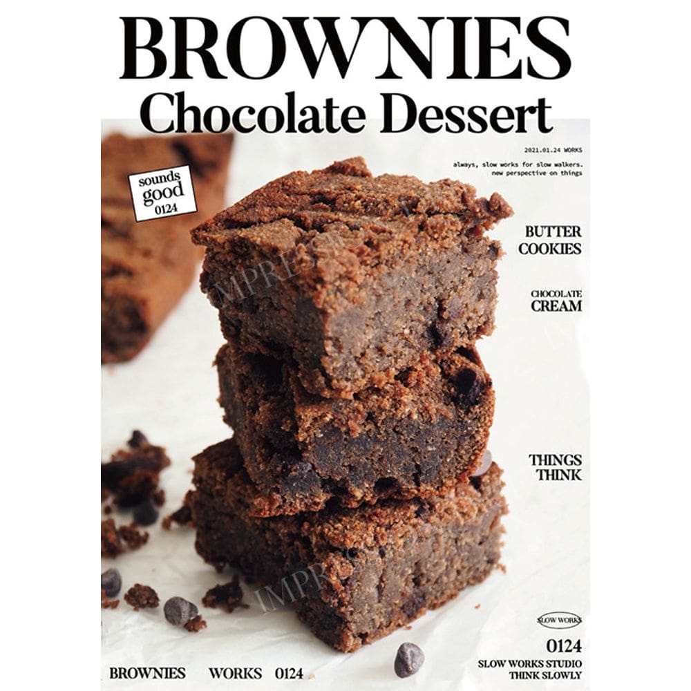 Pôster Brownies Chocolate Dessert Kitchen Café 40x60cm