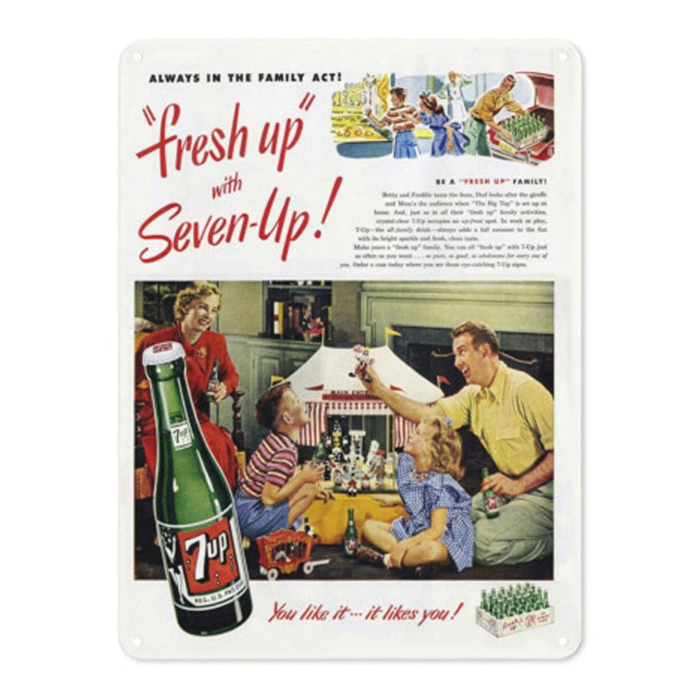 Placa de parede com pintura em ferro Vintage 7Up Soda 20x30cm Decoração de casa