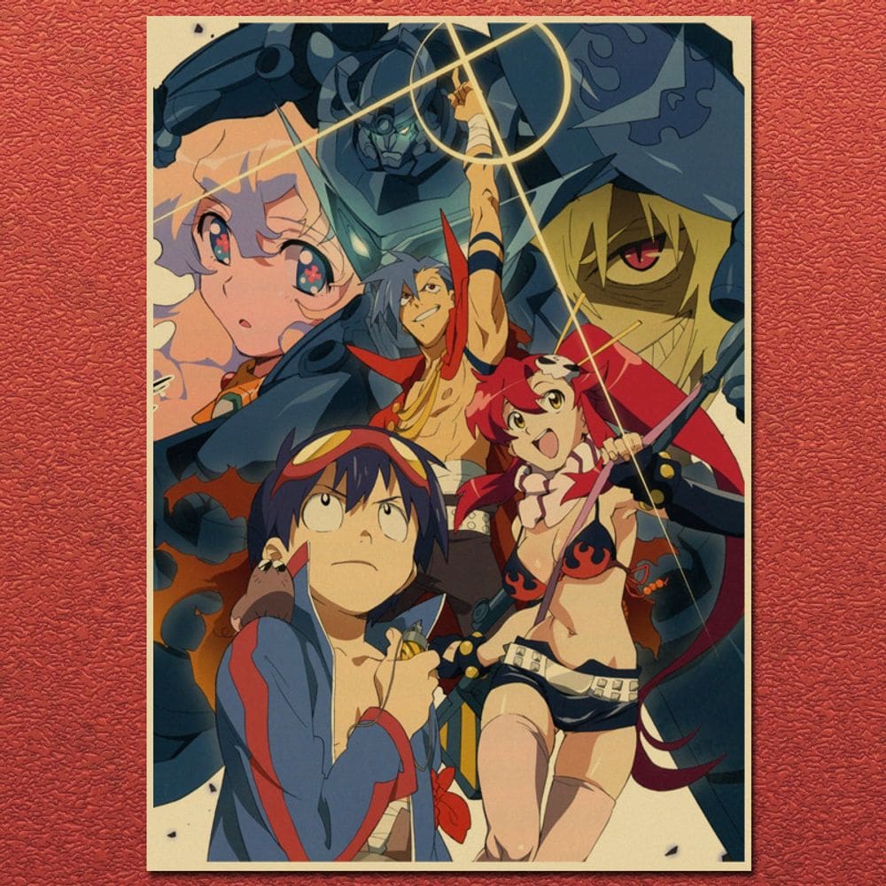 Pôster Tengen Toppa Gurren Lagann Vintage Anime 42x30cm