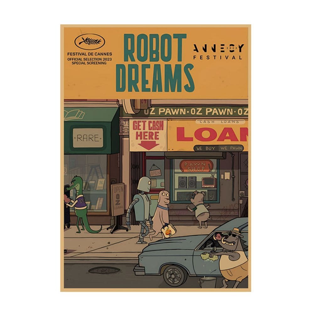 Pôster com pintura em ferro Retro Kraft Paper Robot Dreams 20x30cm