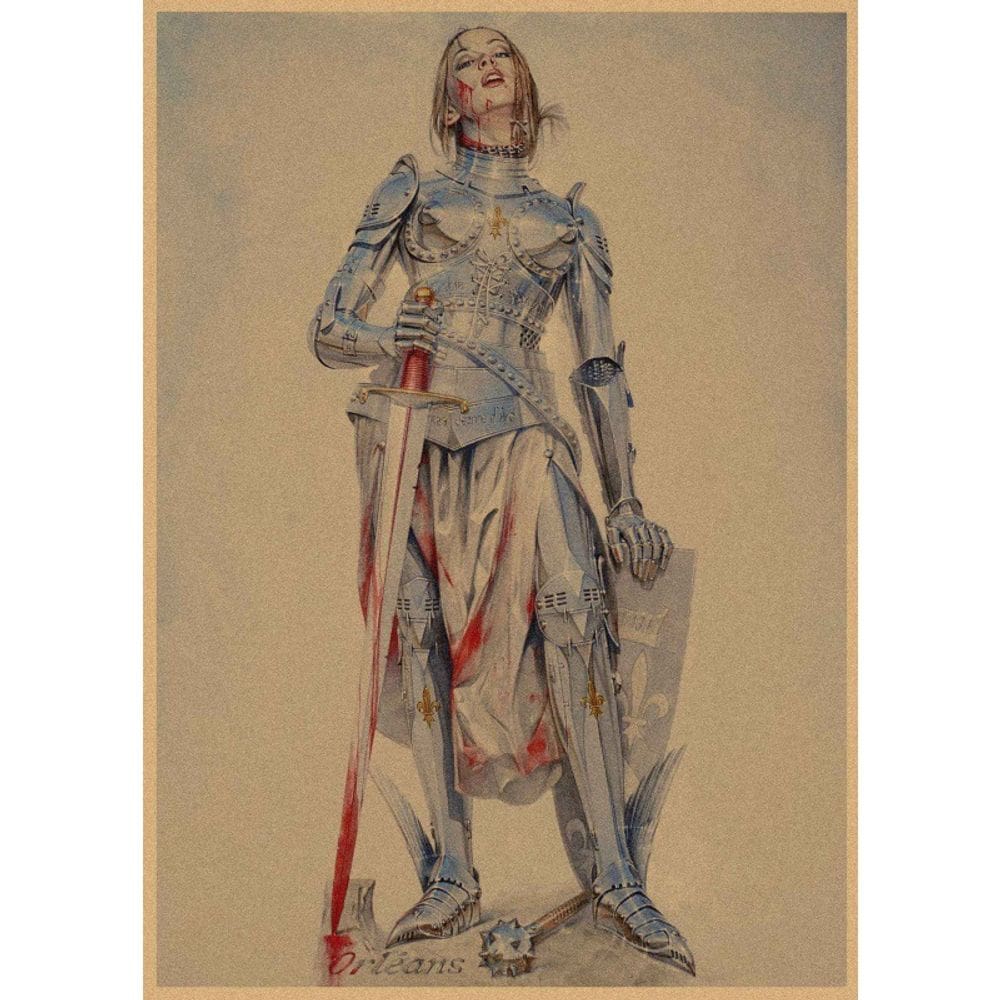 Pintura em cartaz Hajime Sorayama Feminina Robô Knight 30x42cm