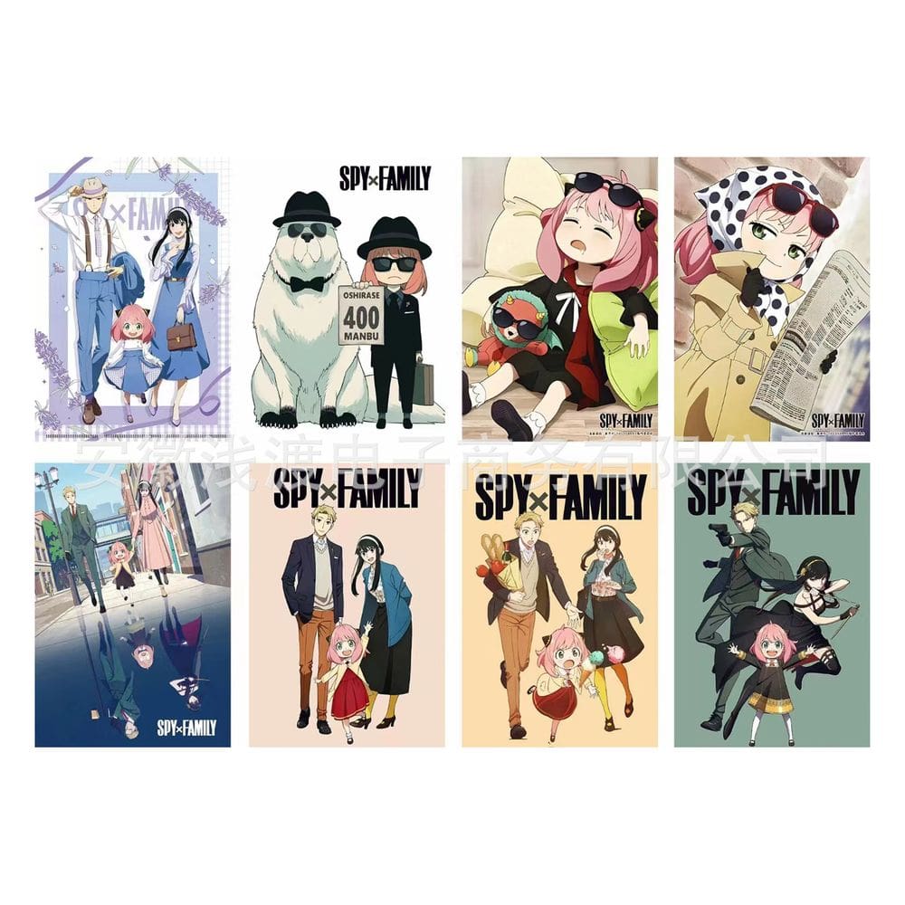 Conjunto de pôsteres Spy Family de 8 peças para crianças, decoração de dormitório ou escritório