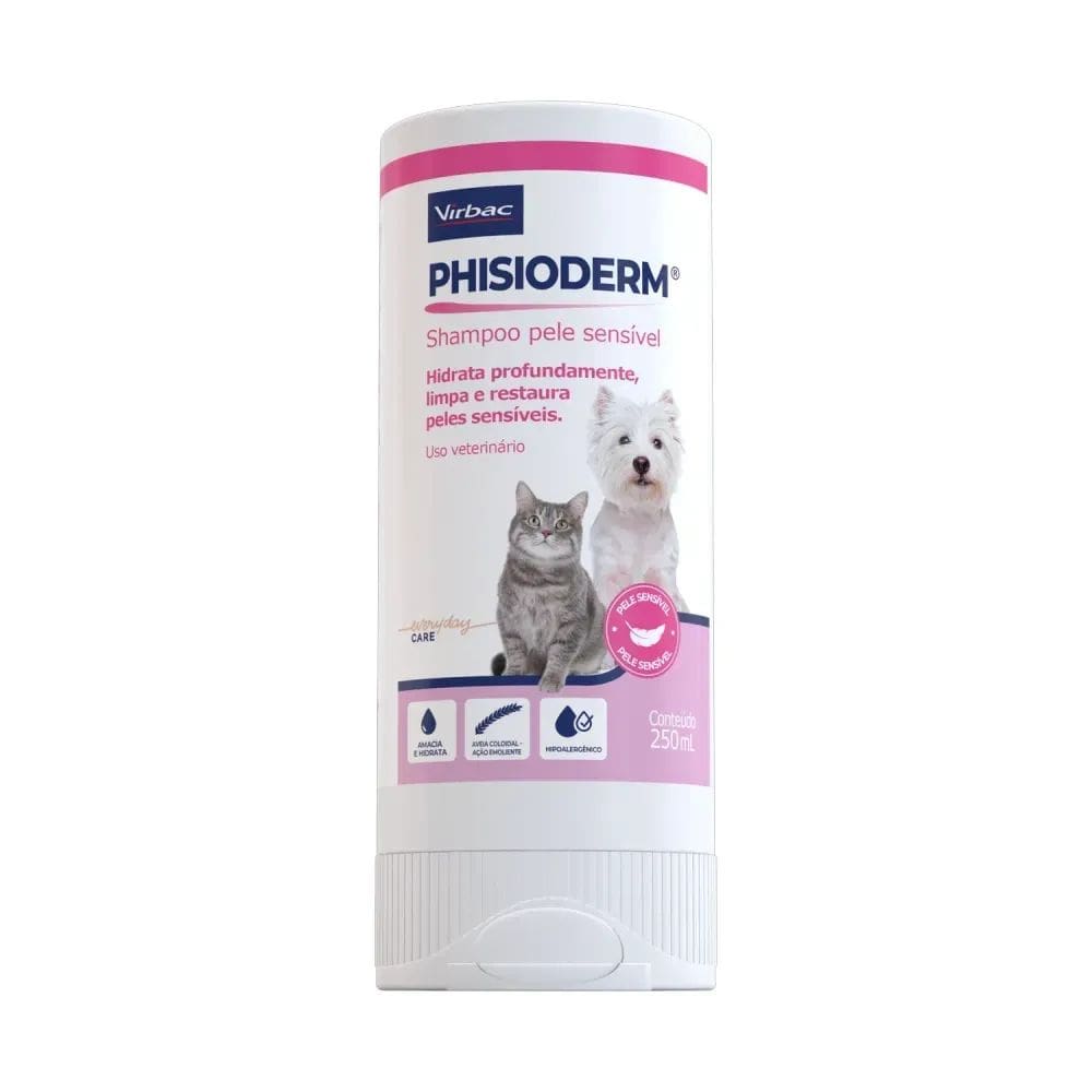 Shampoo Phisioderm Pele Sensível Cães E Gatos Virbac 250Ml